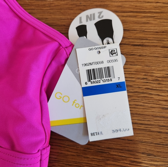NWT Go Gossip Women's Sport Swim Top Molded Cup Bright Pink XL - Picture 3 of 9